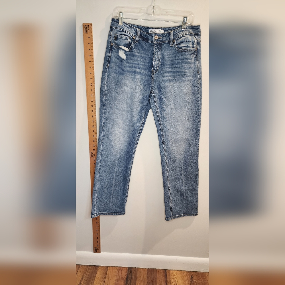 KanCan Women's Cropped Straight Leg Jeans - Light Blue